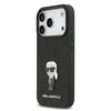 Karl Lagerfeld Fixed Glitter Metal Ikonik dėklas skirtas Apple iPhone 17 Pro juodos spalvos