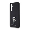Samsung Galaxy A55 5G Karl Lagerfeld dėklas Fixed Glitter Ikonik Logo Metal Pin (KLHCSA55GKNPSK) juodos spalvos