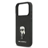 Karl Lagerfeld Fixed Glitter Metal Ikonik dėklas skirtas Apple iPhone 17 Pro juodos spalvos