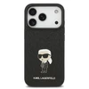 Karl Lagerfeld Fixed Glitter Metal Ikonik dėklas skirtas Apple iPhone 17 Pro juodos spalvos