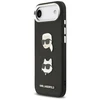 Karl Lagerfeld FW Grained Karl &amp; Choupette Heads Pins &amp; Logo dėklas skirtas Apple iPhone Air Juodas
