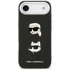 Karl Lagerfeld FW Grained Karl &amp; Choupette Heads Pins &amp; Logo dėklas skirtas Apple iPhone Air Juodas
