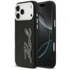 Karl Lagerfeld FW Grained Signature Logo Dėklas skirtas Apple iPhone 17 Pro Max juodos spalvos
