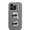 Karl Lagerfeld Grained PU K&CH Heads dėklas skirtas Apple iPhone 15 Pro pilkos spalvos