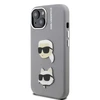 Karl Lagerfeld Grained PU K&CH Heads dėklas skirtas Apple iPhone 15 pilkos spalvos