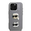 Karl Lagerfeld Grained PU K&CH Heads dėklas skirtas Apple iPhone 16 Pro Max pilkos spalvos