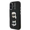 Karl Lagerfeld Grained PU K&CH Heads dėklas skirtas Apple iPhone 16 juodos spalvos