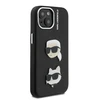 Karl Lagerfeld Grained PU K&CH Heads dėklas skirtas Apple iPhone 15 juodos spalvos