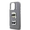 Karl Lagerfeld Grained PU K&CH Heads dėklas skirtas Apple iPhone 16 Pro pilkos spalvos
