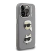 Karl Lagerfeld Grained PU K&CH Heads dėklas skirtas Apple iPhone 15 Pro pilkos spalvos