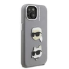 Karl Lagerfeld Grained PU K&CH Heads dėklas skirtas Apple iPhone 15 pilkos spalvos