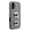 Karl Lagerfeld Grained PU K&CH Heads dėklas skirtas Apple iPhone 16 pilkos spalvos