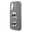 Karl Lagerfeld Grained PU K&CH Heads dėklas skirtas Apple iPhone 16 pilkos spalvos