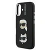 Karl Lagerfeld Grained PU K&CH Heads dėklas skirtas Apple iPhone 16 juodos spalvos