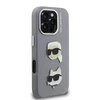 Karl Lagerfeld Grained PU K&CH Heads dėklas skirtas Apple iPhone 16 Pro pilkos spalvos