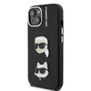 Karl Lagerfeld Grained PU K&CH Heads dėklas skirtas Apple iPhone 15 juodos spalvos