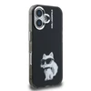 Karl Lagerfeld IML Aquarelle Choupette dėklas Apple iPhone 16 juodos spalvos