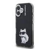 Karl Lagerfeld IML Aquarelle Choupette dėklas Apple iPhone 16 juodos spalvos