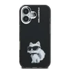 Karl Lagerfeld IML Aquarelle Choupette dėklas Apple iPhone 16 juodos spalvos