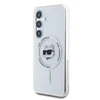 Dėklas Karl Lagerfeld Button Choupette Head Printed Logo MagSafe Samsung Galaxy S25 baltos spalvos
