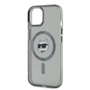 Karl Lagerfeld IML Choupette Head Metal Frame MagSafe dėklas telefonui Apple iPhone 15 juodos spalvos