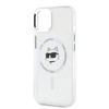Karl Lagerfeld KLHMP15SHLSCHH Apple iPhone 15 6.1″ baltos spalvos kietas dėklas IML Metal Choupette Head MagSafe