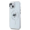 Karl Lagerfeld IML Choupette Head Metal Frame MagSafe dėklas telefonui Apple iPhone 15 skaidrus
