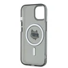 Karl Lagerfeld IML Choupette Head Metal Frame MagSafe dėklas telefonui Apple iPhone 15 juodos spalvos