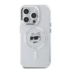 Karl Lagerfeld IML Choupette Head Metal Frame MagSafe dėklas telefonui Apple iPhone 15 Pro skaidrus