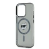 Karl Lagerfeld IML Choupette Head Metal Frame MagSafe dėklas telefonui Apple iPhone 15 Pro juodos spalvos