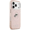 Karl Lagerfeld IML Glitter Karl &amp; Choupette Heads Logo MagSafe dėklas skirtas Apple iPhone 17 Pro rožinės spalvos