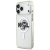 Karl Lagerfeld IML Glitter Karl &amp; Choupette Sketch Logo MagSafe dėklas skirtas Apple iPhone 17 Pro Max Clear