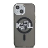 Karl Lagerfeld IML Glitter Karl and Choupette Sketch MagSafe dėklas Apple iPhone 15 juodos spalvos