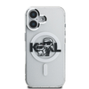 Karl Lagerfeld IML Glitter Karl and Choupette Sketch MagSafe dėklas Apple iPhone 16 skaidrus