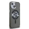 Karl Lagerfeld IML Glitter Karl and Choupette Sketch MagSafe dėklas Apple iPhone 15 juodos spalvos