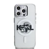 Karl Lagerfeld IML Glitter Karl and Choupette Sketch MagSafe dėklas Apple iPhone 16 Pro Max skaidrus