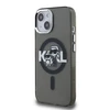 Karl Lagerfeld IML Glitter Karl and Choupette Sketch MagSafe dėklas Apple iPhone 15 juodos spalvos