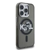 Karl Lagerfeld IML Glitter Karl and Choupette Sketch MagSafe dėklas Apple iPhone 15 Pro juodos spalvos