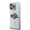 Karl Lagerfeld IML Glitter Karl and Choupette Sketch MagSafe dėklas Apple iPhone 15 Pro skaidrus