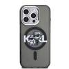 Karl Lagerfeld IML Glitter Karl and Choupette Sketch MagSafe dėklas Apple iPhone 15 Pro Max juodos spalvos