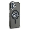 Karl Lagerfeld IML Glitter Karl and Choupette Sketch MagSafe dėklas Apple iPhone 16 juodos spalvos