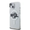 Karl Lagerfeld IML Glitter Karl and Choupette Sketch MagSafe dėklas Apple iPhone 15 skaidrus