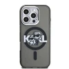 Karl Lagerfeld IML Glitter Karl and Choupette Sketch MagSafe dėklas Apple iPhone 16 Pro juodos spalvos