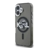 Karl Lagerfeld IML Glitter Karl and Choupette Sketch MagSafe dėklas Apple iPhone 16 juodos spalvos