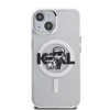 Karl Lagerfeld IML Glitter Karl and Choupette Sketch MagSafe dėklas Apple iPhone 15 skaidrus