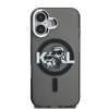 Karl Lagerfeld IML Glitter Karl and Choupette Sketch MagSafe dėklas Apple iPhone 16 juodos spalvos