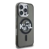 Karl Lagerfeld IML Glitter Karl and Choupette Sketch MagSafe dėklas Apple iPhone 16 Pro Max juodos spalvos