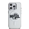 Karl Lagerfeld IML Glitter Karl and Choupette Sketch MagSafe dėklas Apple iPhone 15 Pro Max skaidrus