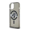 Karl Lagerfeld IML Glitter Karl and Choupette Sketch MagSafe dėklas Apple iPhone 15 juodos spalvos
