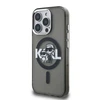 Karl Lagerfeld IML Glitter Karl and Choupette Sketch MagSafe dėklas Apple iPhone 15 Pro juodos spalvos